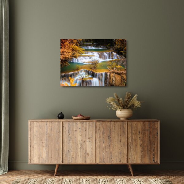Tablou pe sticlă - Cascada Huay Mae Khamin, Thailanda (70x50 cm)