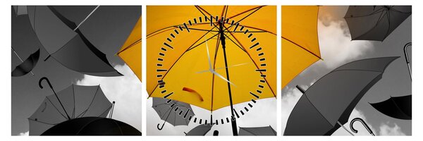 Tablou - Umbrelă galbenă (cu ceas) (90x30 cm)