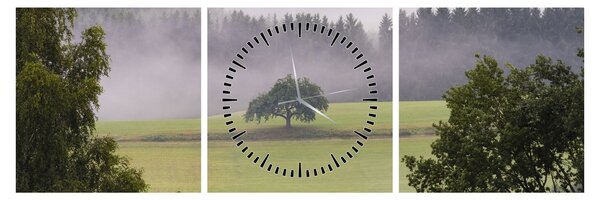 Tablou - Lunca cu copac (cu ceas) (90x30 cm)