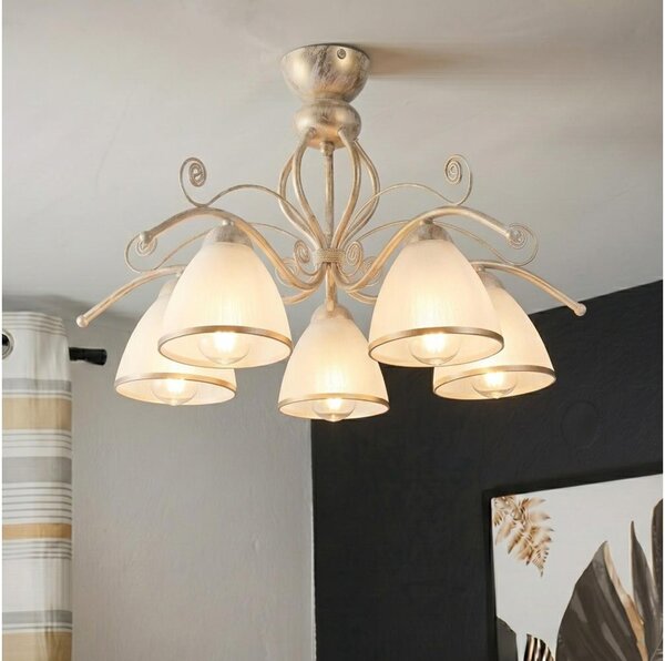 Brilagi - Lustră aplicată LED ANTICO 5xE27/60W/230V 3000K patină albă