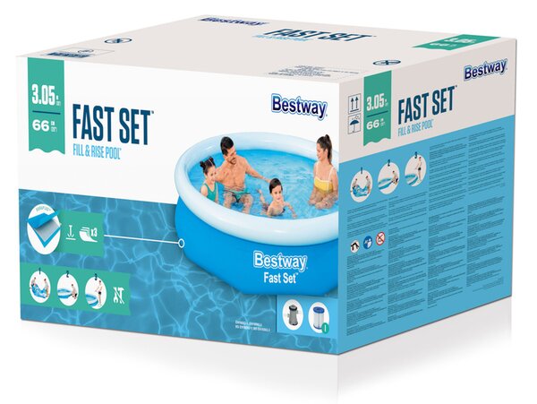 Piscină gonflabilă Bestway Fast Set, 305 x 66 cm, filtrare cu cartușe