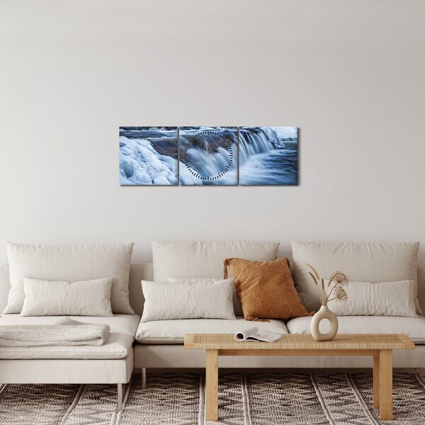 Tablou - Râu iarna (cu ceas) (90x30 cm)