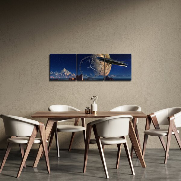 Tablou - Vizita extraterestrului (cu ceas) (90x30 cm)