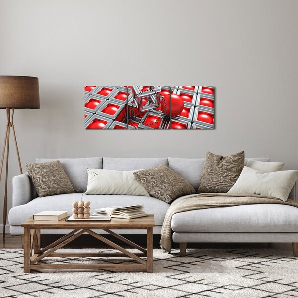 Tablou - Abstract metalic 3D (cu ceas) (90x30 cm)
