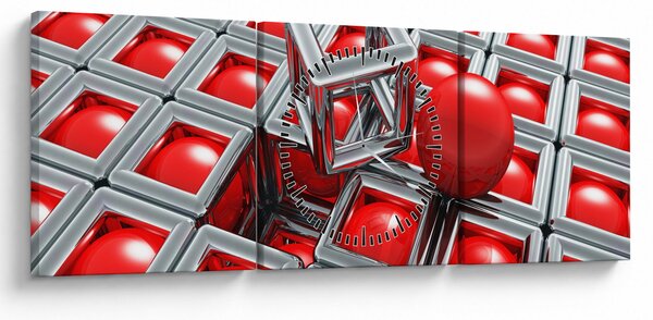 Tablou - Abstract metalic 3D (cu ceas) (90x30 cm)