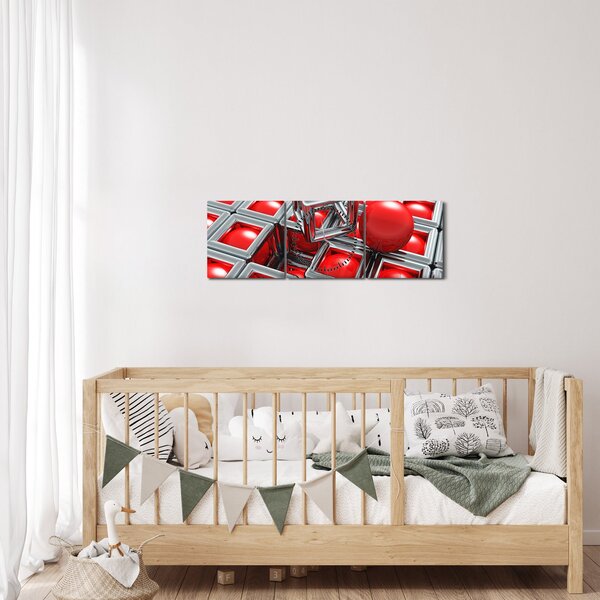 Tablou - Abstract metalic 3D (cu ceas) (90x30 cm)