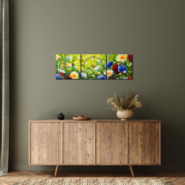 Tablou - Flori sălbatice (cu ceas) (90x30 cm)