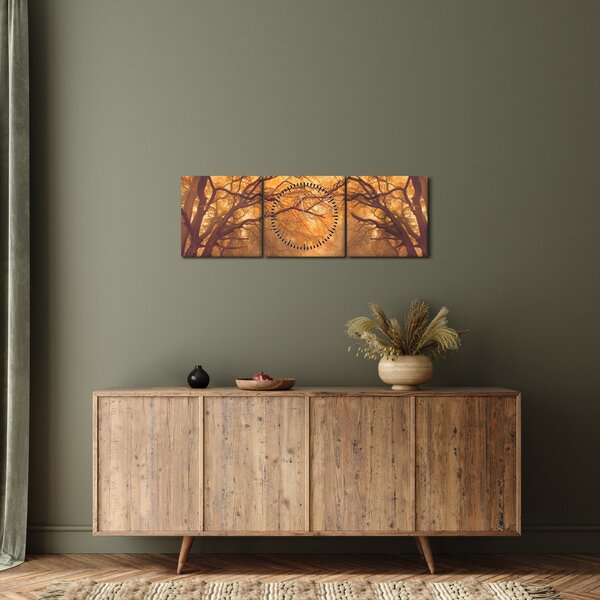 Tablou - Peisaj de toamnă cu drum (cu ceas) (90x30 cm)