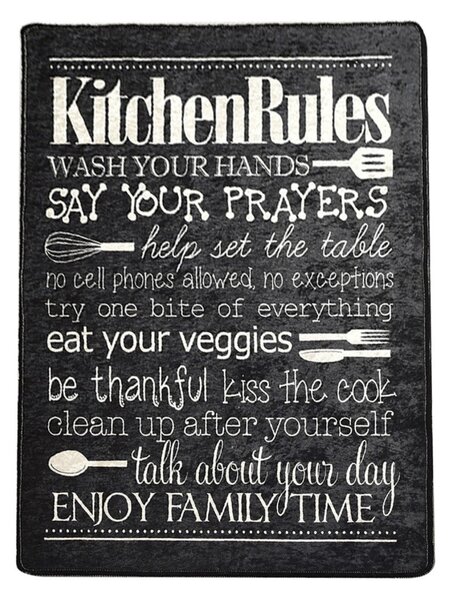 Kitchen fekete konyhai szőnyeg