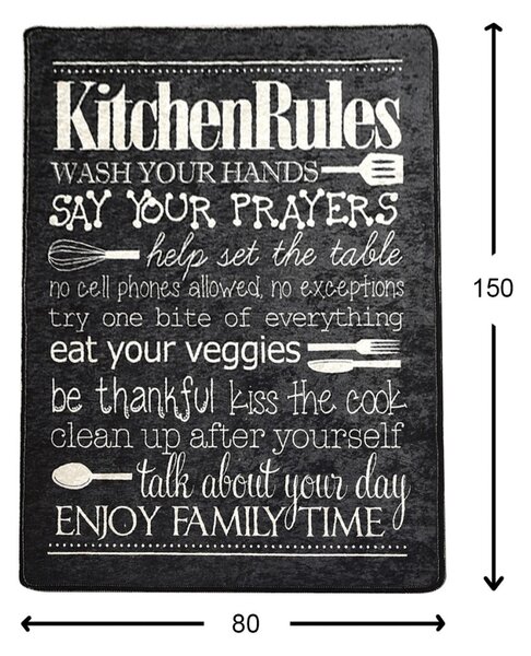 Kitchen fekete konyhai szőnyeg