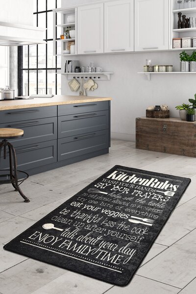Kitchen fekete konyhai szőnyeg