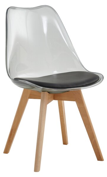 Scaun, negru transparent, acrilic piele ecologica fag, BALI 2 NEW