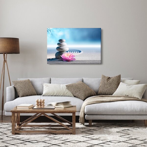Tablou cu nisip, crin și pietrele spa (90x60 cm)