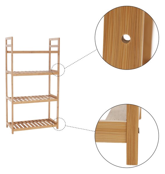 Raft cu 4 polite, bambus natural, FIORE TIP 2