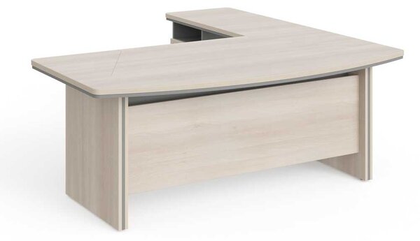 Statie de lucru de colt Manager LUX 200 x 205 cm, stânga, salcâm deschis / gri