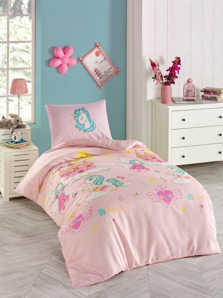 Unicorn Dreams egyszemélyes ágyneműhuzat garnitúra, rózsaszín