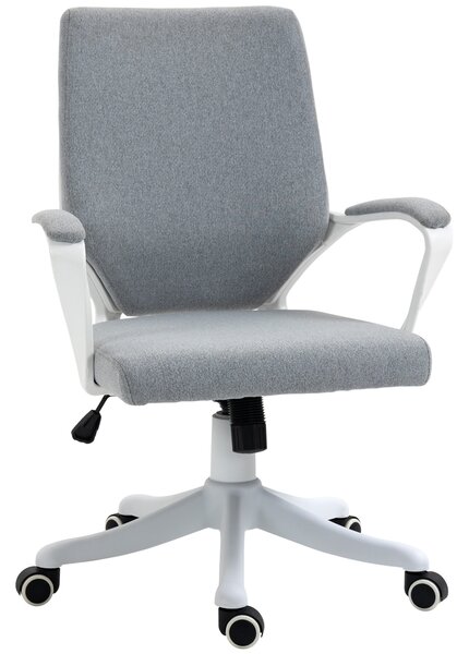 Scaun de Birou Ergonomic, Inaltime Reglabila si Functie de Balansare, Fotoliu Pivotant cu Roti, 62x69x92-102cm, Gri Alb Vinsetto | Aosom Romania