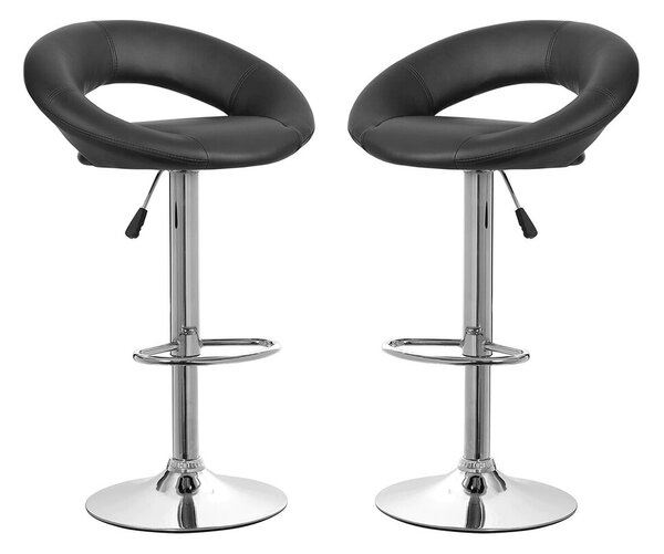 Set 2 scaune bar Bedora Oval piele ecologica negru