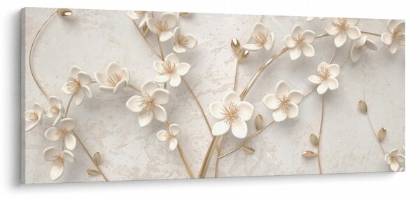 Tablou - floare aurie - abstractă (120x50 cm)