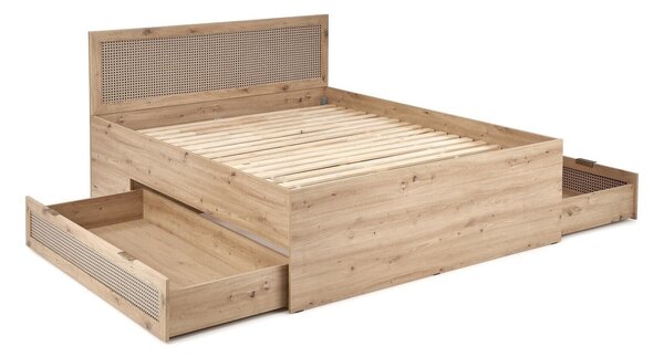Pat Bencamu 107Dublu, Maro deschis, 160x200, PAL laminat, Somiera patSomiera pat, 17x21x10cm
