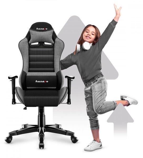 Scaun de gaming, practic, negru și gri, pentru adolescenți