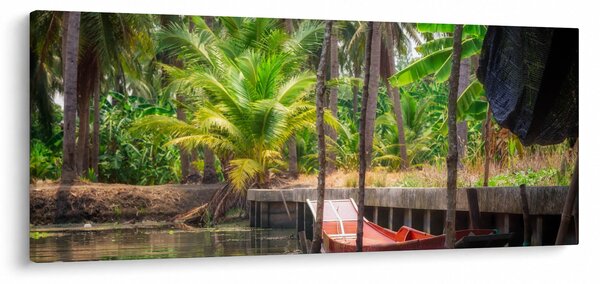 Tablou - Nava din lemn în canal , Thailand (120x50 cm)