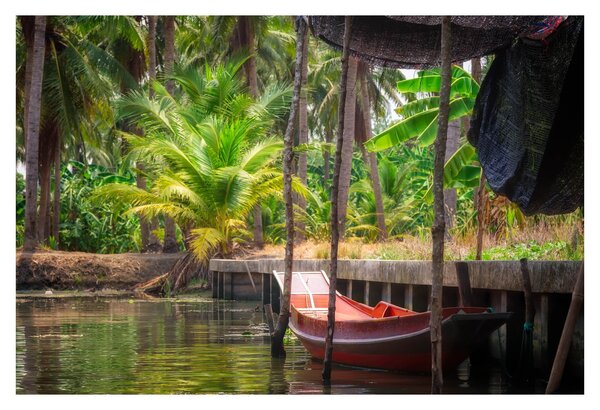 Tablou - Nava din lemn în canal , Thailand (90x60 cm)