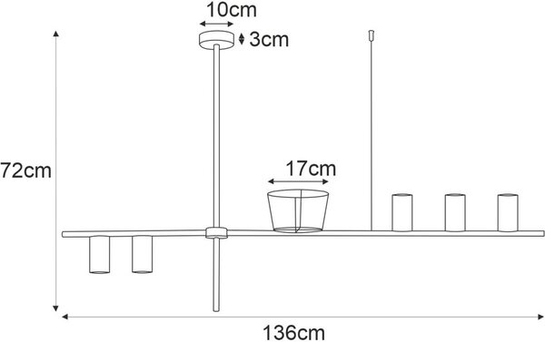 Kaja Rocco lampă suspendată 5x10 W negru K-4756