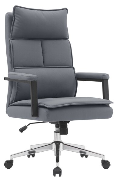 Scaun de birou, piele ecologica gri crom, KAHIL