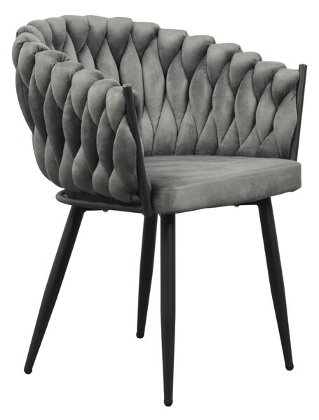 Scaun de bucatarie, gri inchis tesatura velvet negru, BLER