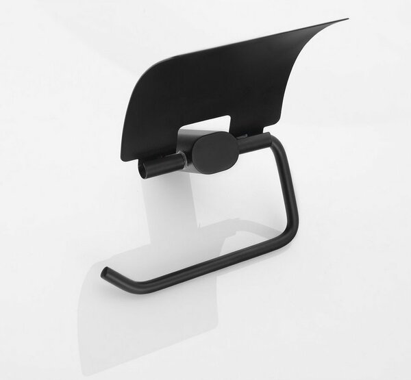 Suport pentru hârtie igienică Flori SAPHO RF007/15cu capac, negru mat