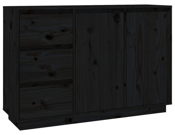 Servantă, negru, 111x34x75 cm, lemn masiv de pin