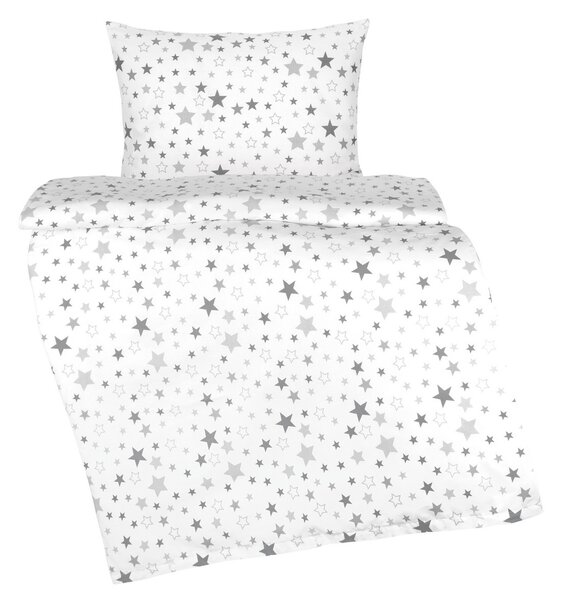 Lenjerie de pat pentru copii Bellatex din bumbacAgata Stars gri, 90 x 135 cm, 45 x 60 cm