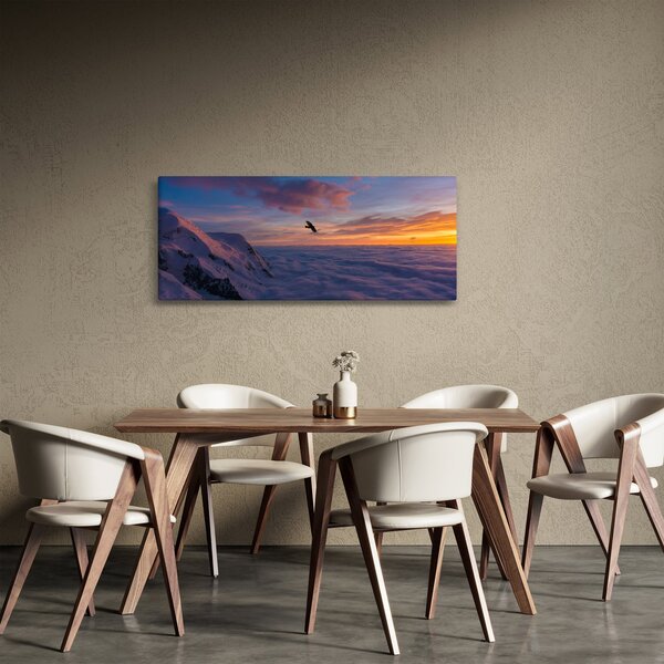 Tablou în apus de soare, Mont Blanc (120x50 cm)