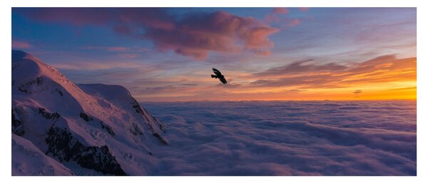 Tablou în apus de soare, Mont Blanc (120x50 cm)