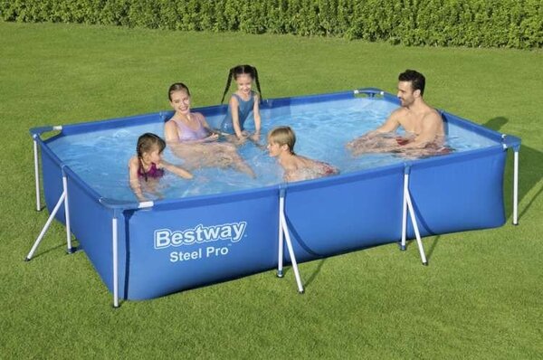 Piscina cu cadru metalic dreptunghiulara, Bestway, 300x201x66 cm, 3300 litri, cu pompa de filtrare inclusa