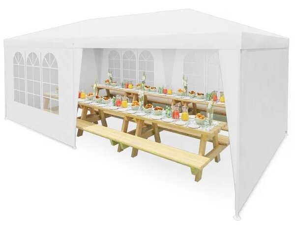 Pavilion de gradina, 3 x 6 m, 6 pereti laterali, Plonos, Alb
