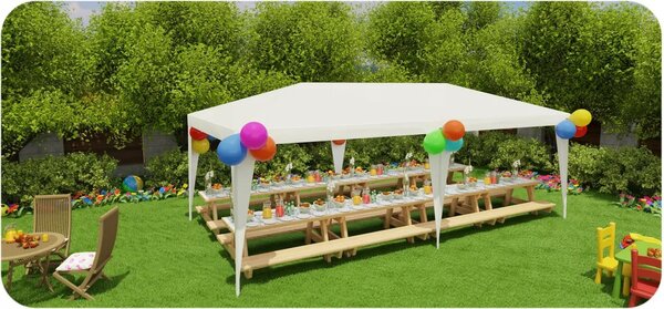 Pavilion de gradina, 3 x 6 m, 6 pereti laterali, Plonos, Alb