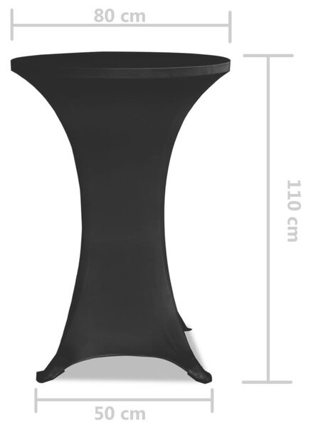 Husa masa cocktail, rotunda, 80 cm neagra