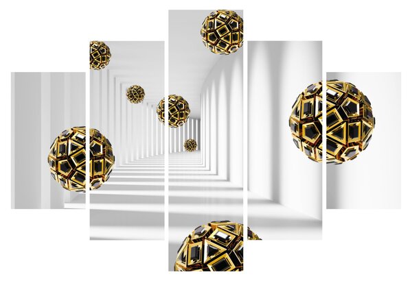 Tablou abstract cu mingi de fotbal (150x105 cm)