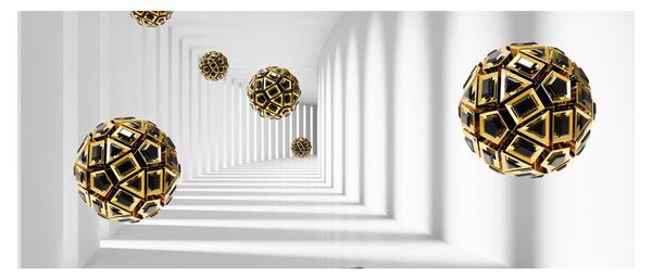 Tablou abstract cu mingi de fotbal (120x50 cm)