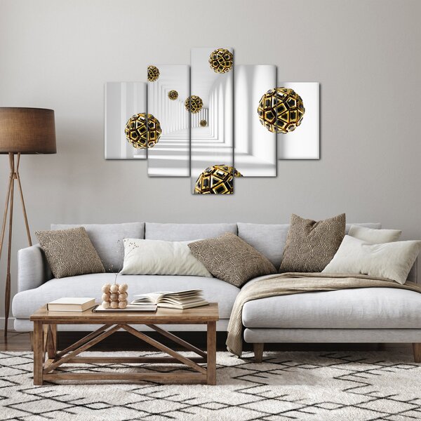 Tablou abstract cu mingi de fotbal (150x105 cm)