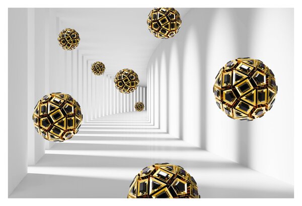 Tablou abstract cu mingi de fotbal (90x60 cm)