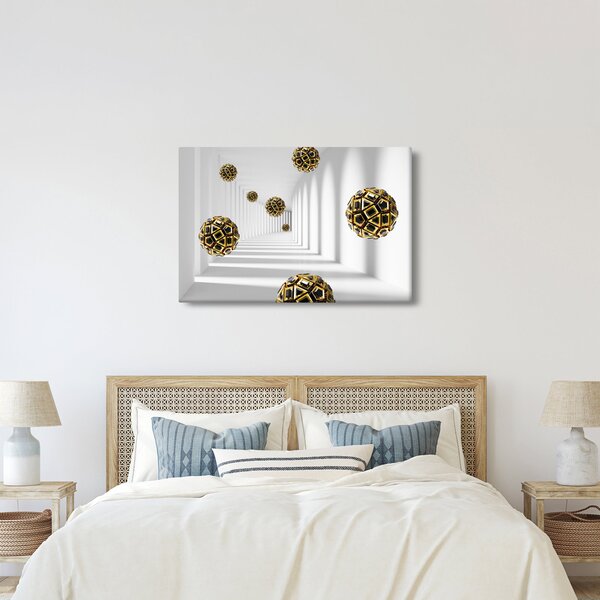 Tablou abstract cu mingi de fotbal (90x60 cm)