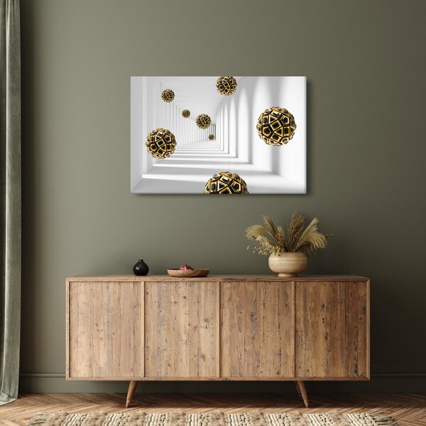 Tablou abstract cu mingi de fotbal (90x60 cm)