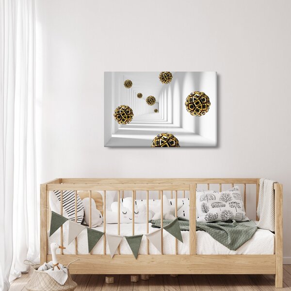 Tablou abstract cu mingi de fotbal (90x60 cm)