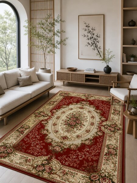 Covor Lotos 1529-210, Marime 100 x 200 cm, Grena, Rosu, Inaltime Fir 8 mm, Antialergic, Polipropilena, Living, Dormitor, Sufragerie, Birou 100 x 200