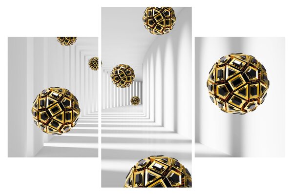 Tablou abstract cu mingi de fotbal (90x60 cm)