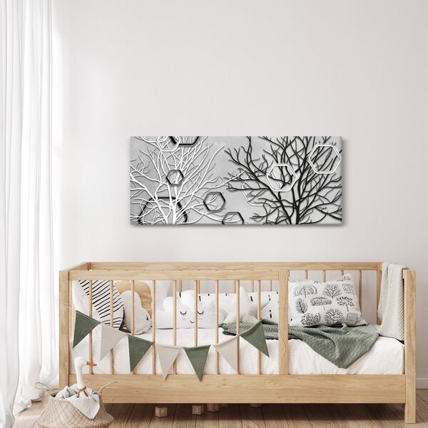 Tablou abstract cu pomi (120x50 cm)