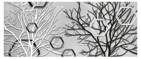 Tablou abstract cu pomi (120x50 cm)